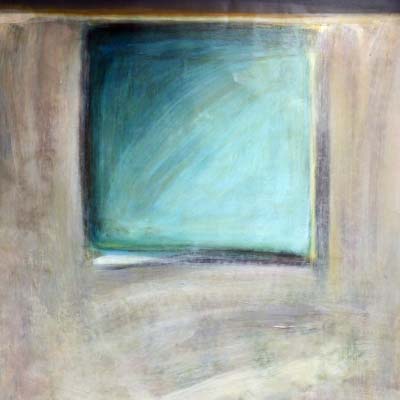 CARRÉ TURQUOISE - 1987 - Huile acrylique sur Arches - 112cm x 76cm 